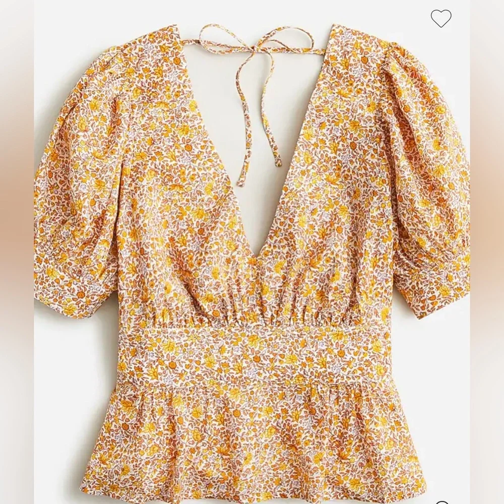 J Crew Puff-Sleeve V-Neck‎ Top Scattered Blooms - NWT - Liberty London Capsule